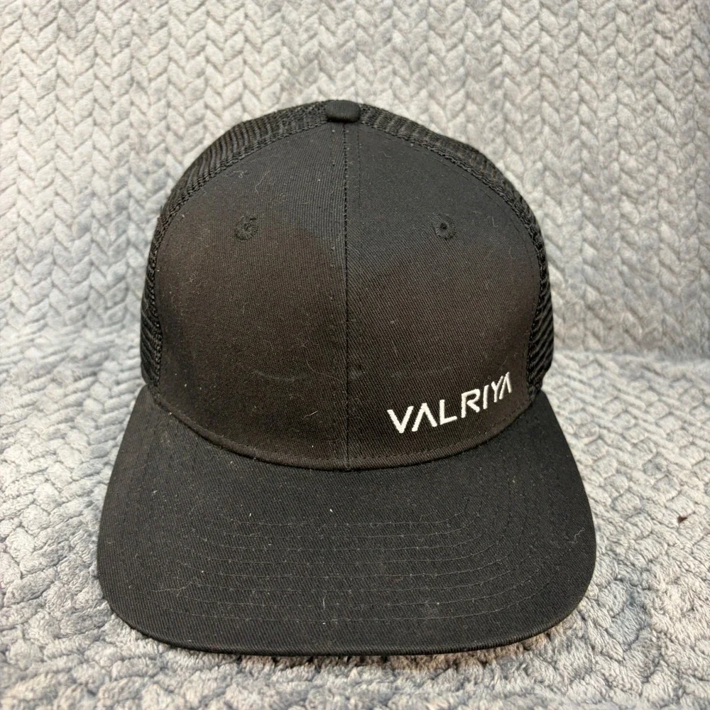 Valriya Black Trucker Hat Mesh Snapback Baseball Cap Logo Adjustable